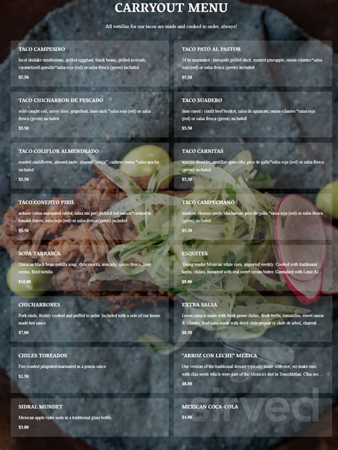 All info on ELEMI Restaurant in El Paso - Call to book a table. . Elemi restaurant menu